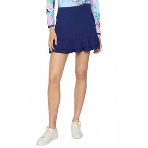 NEW G LIFESTYLE ruffle bottom tennis skort in true navy